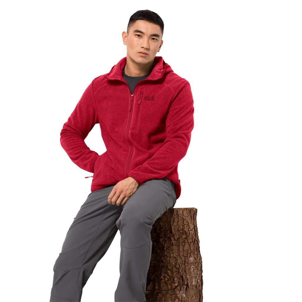 Jack Wolfskin SKYWIND HOODED Vestes Homme Rouge - YXZEVTG-40